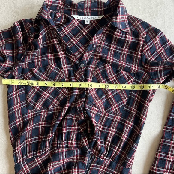 Veronica Beard Asymmetrical Red Plaid Shirt Dress Size 0 - Picture 5 of 11